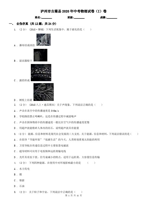 泸州市古蔺县2020年中考物理试卷(I)卷