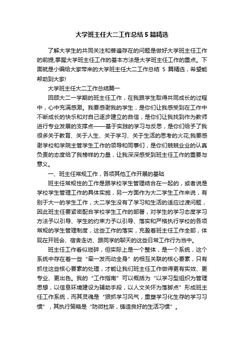 大学班主任大二工作总结5篇精选