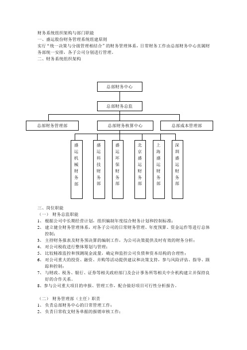 财务系统组织架构与部门职能