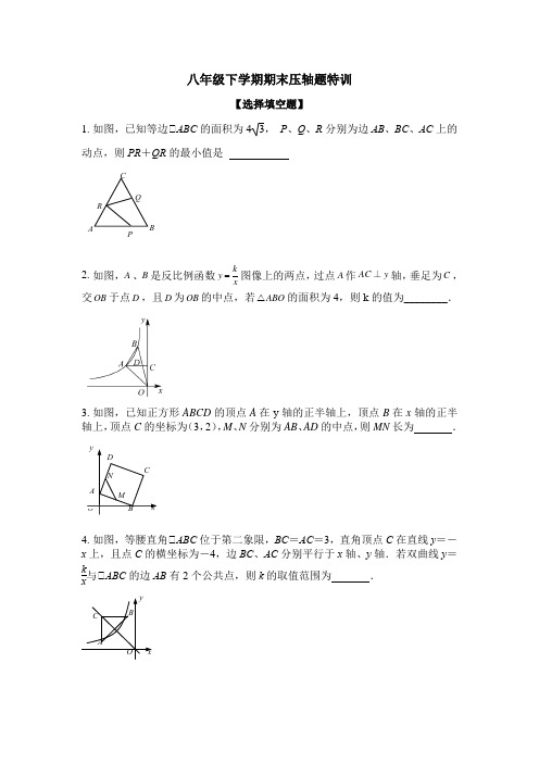 苏科版八年级下学期数学期末压轴题练习