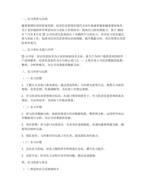 经济信息系管理实习报告