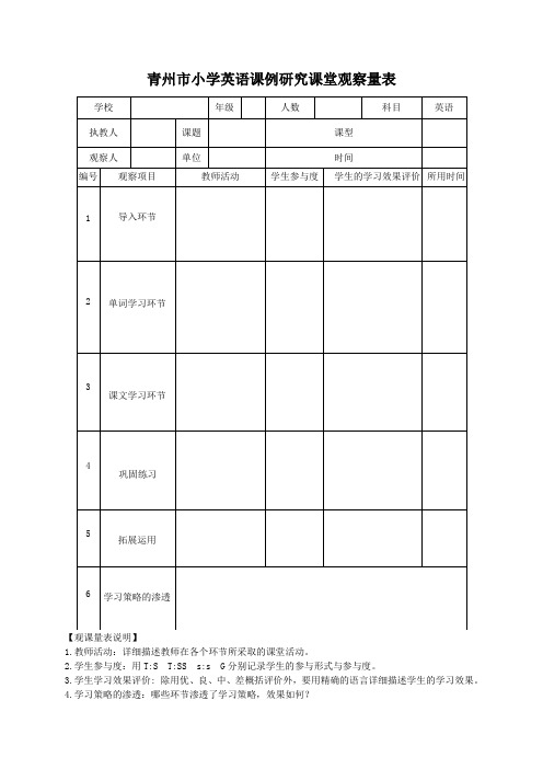 英语观课量表