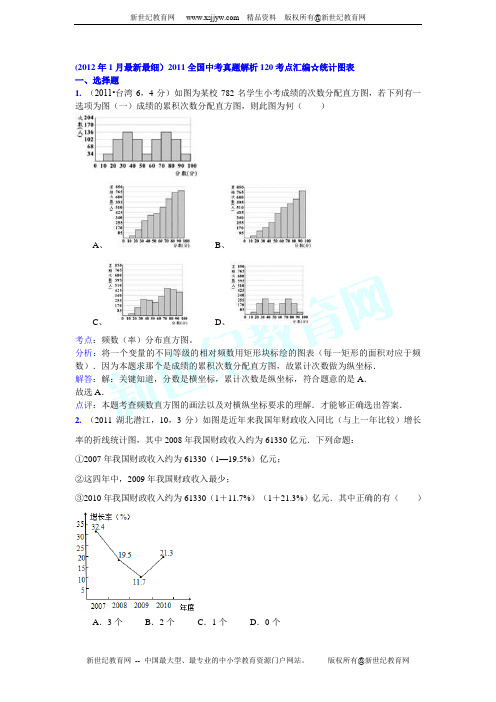 (140页2012年1月最新最细)2011全国中考真题解析120考点汇编☆统计图表