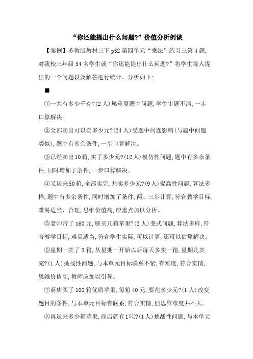 “你还能提出什么问题-”价值分析例谈