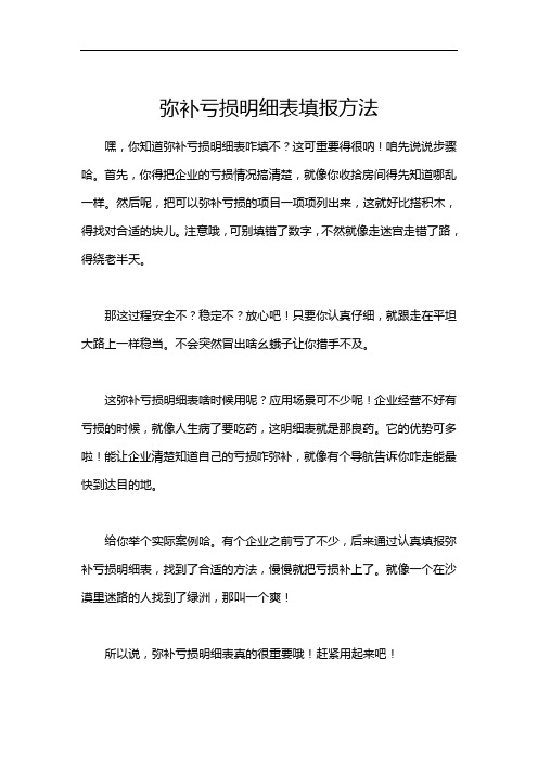 弥补亏损明细表填报方法