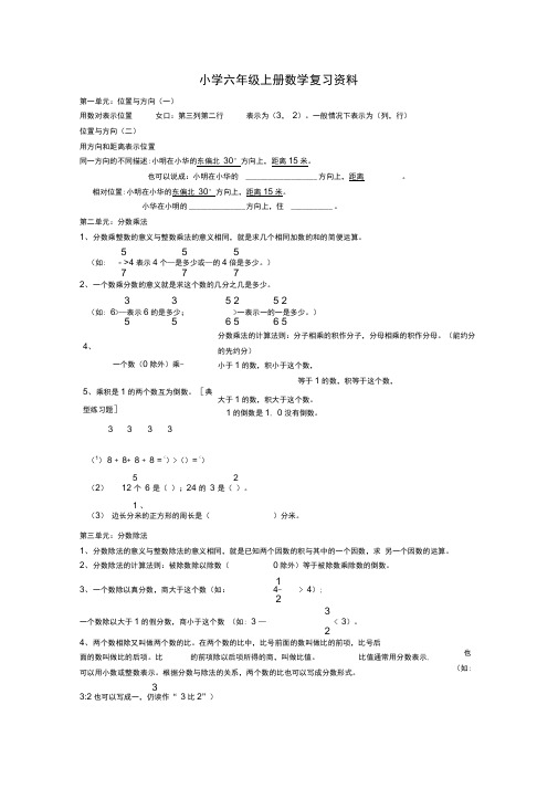 小学六年级(上册)数学总复习知识点典型例题