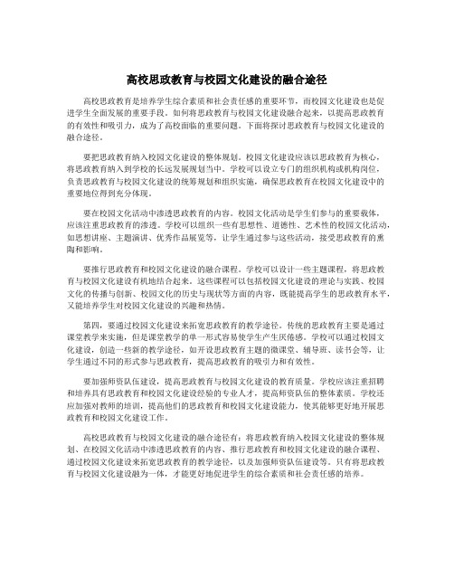 高校思政教育与校园文化建设的融合途径