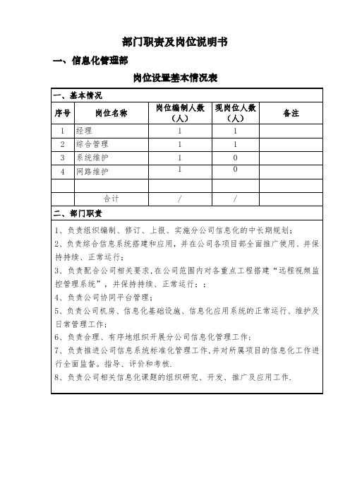 信息化管理部职责