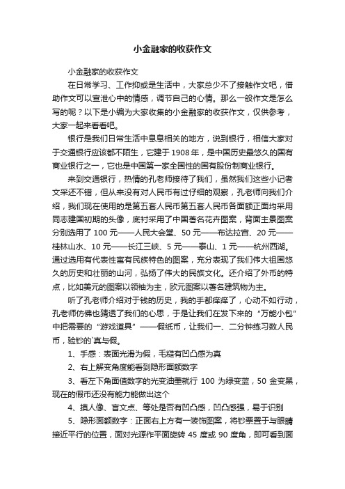 小金融家的收获作文