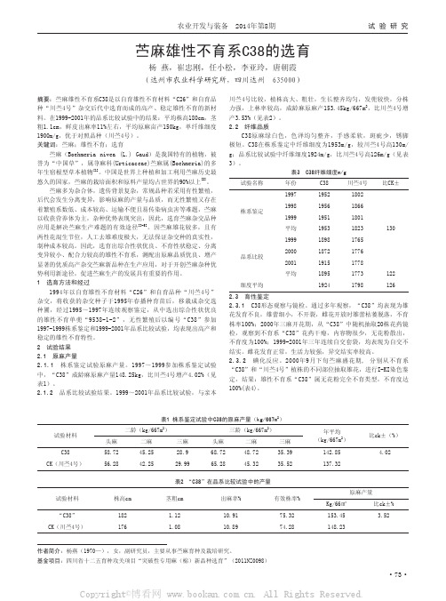 苎麻雄性不育系C38的选育