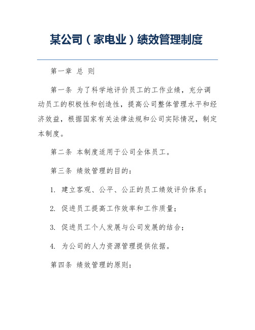 某公司(家电业)绩效管理制度