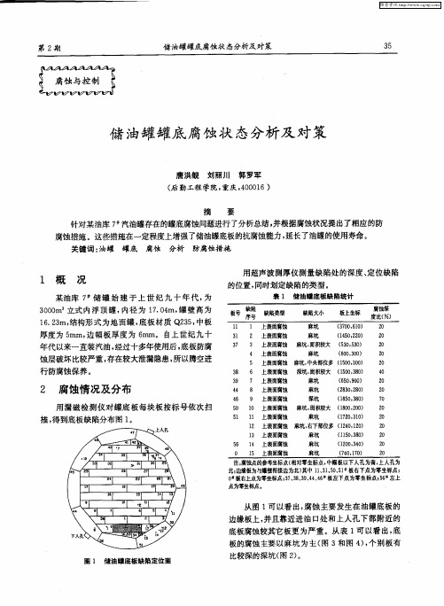 储油罐罐底腐蚀状态分析及对策