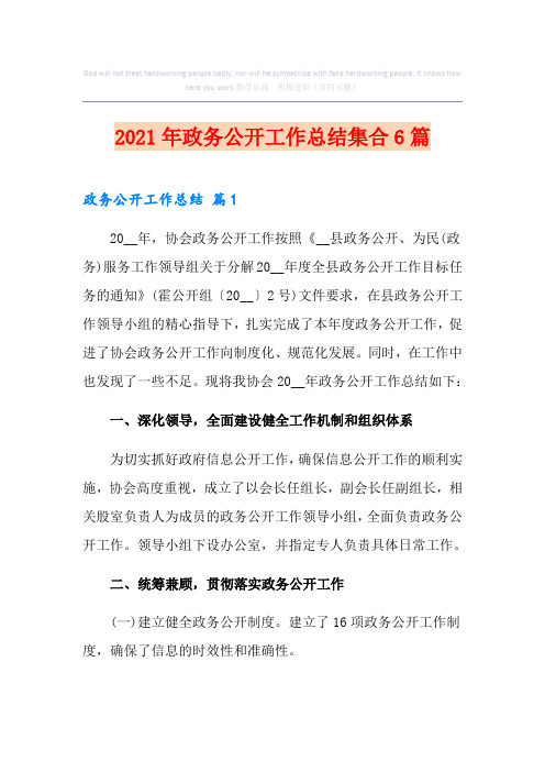 2021年政务公开工作总结集合6篇