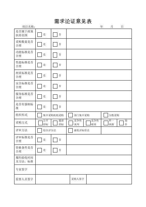 需求论证意见表