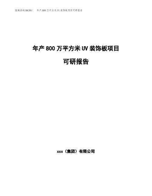 年产800万平方米UV装饰板项目可研报告(立项备案)