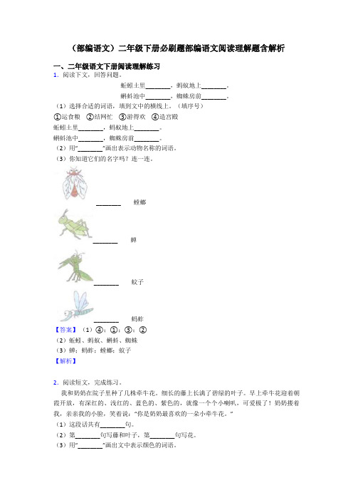 二年级(部编语文)二年级下册必刷题部编语文阅读理解题含解析