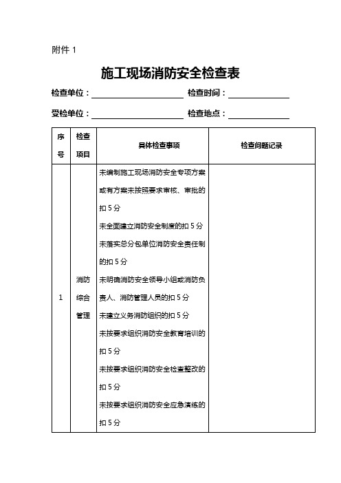 施工现场消防安全检查表