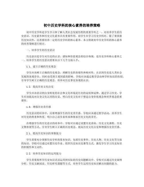 初中历史学科的核心素养的培养策略