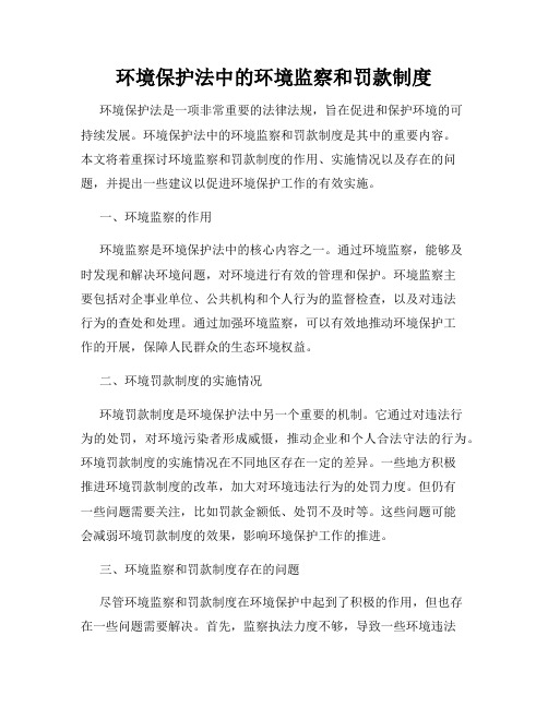 环境保护法中的环境监察和罚款制度