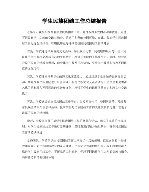 学生民族团结工作总结报告