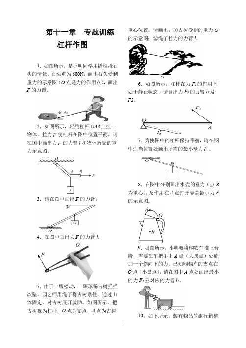 第十一章简单机械和功专题训练杠杆作图2022—2023学年苏科版九年级物理上册(word版有答案)