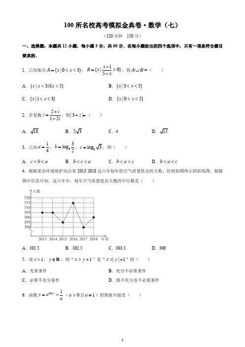 2020年全国100所名校高考模拟金典卷理科数学(七)试题