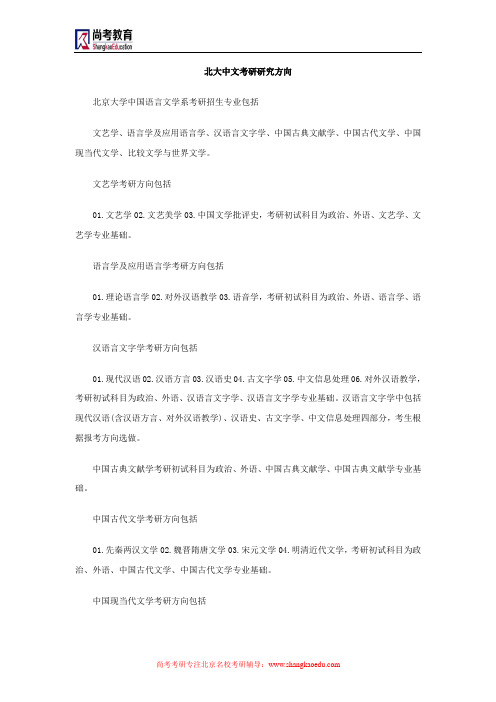 北大中文考研研究方向