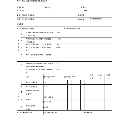 雨水口及支、连管工程验收批质量验收记录