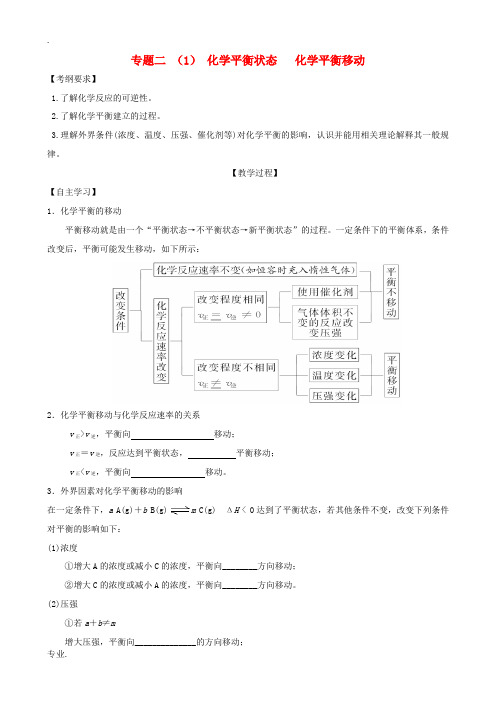 广东省雷州市高三化学一轮复习 反应速率与化学平衡 专题二 化学平衡状态 化学平衡移动(2)-人教版高