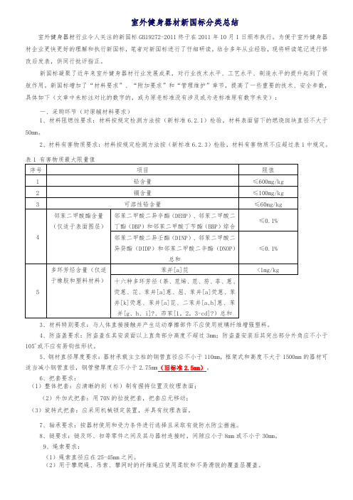 室外健身器材新国标分类总结