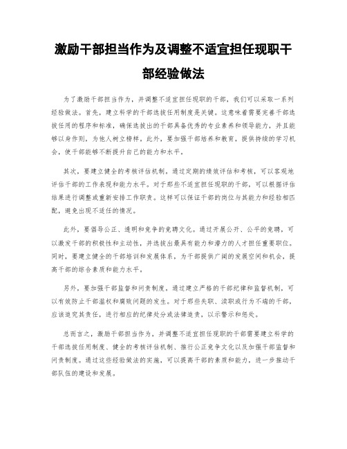 激励干部担当作为及调整不适宜担任现职干部经验做法