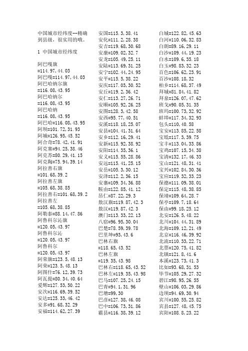 中国城市经纬度--精确到县级