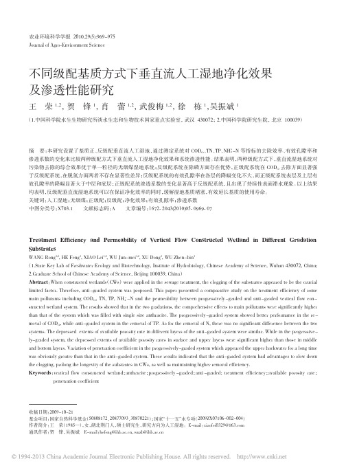 不同级配基质方式下垂直流人工湿地净化效果及渗透性能研究_王荣