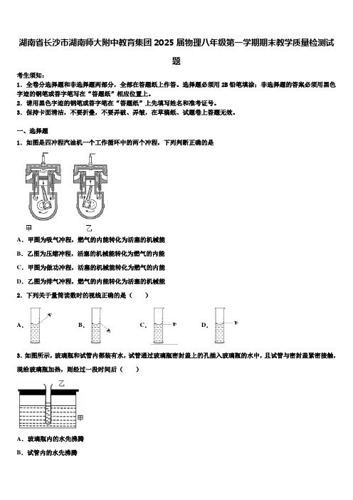 湖南省长沙市湖南师大附中教育集团2025届物理八年级第一学期期末教学质量检测试题含解析