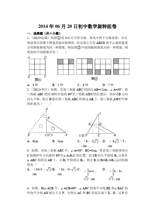 2014年06月20日初中数学旋转组卷