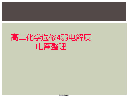 高二化学选修4弱电解质电离整理