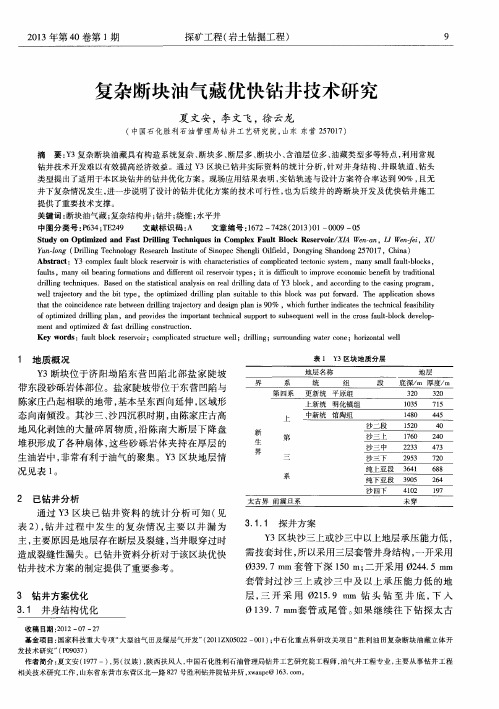 复杂断块油气藏优快钻井技术研究