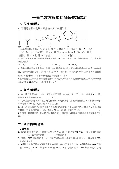 一元二次方程实际问题专项练习