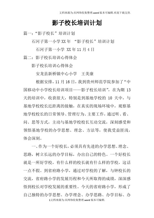 影子校长培训计划doc