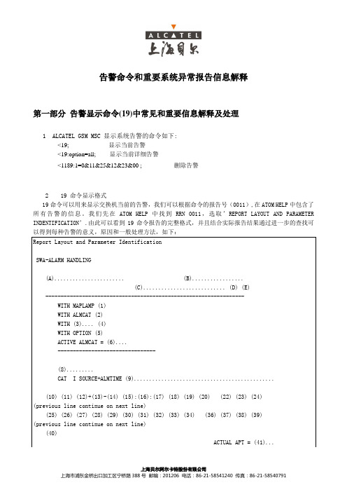 告警命令和重要系统异常报告信息解释