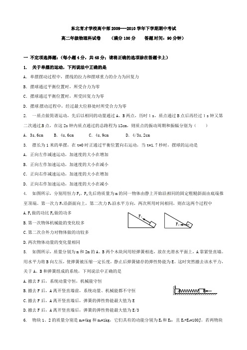 辽宁省东北育才学校高二下学期期中考试(物理).doc