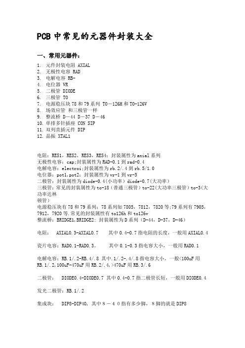 PCB中常见的元器件封装大全