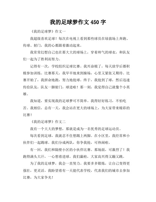 我的足球梦作文450字