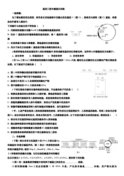 高二生物选修三练习题基因工程强化训练