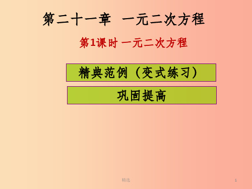 201X年秋九年级数学上册第二十一章一元二次方程第1课时一元二次方程课堂导练习题课件 新人教版