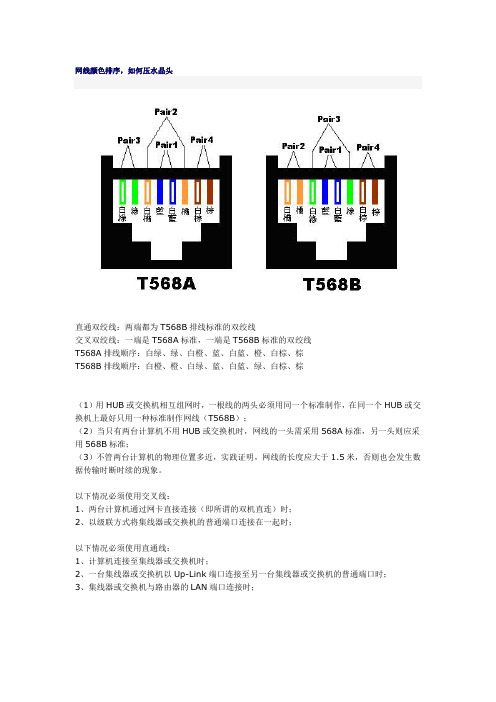 网线颜色排序,如何压水晶头