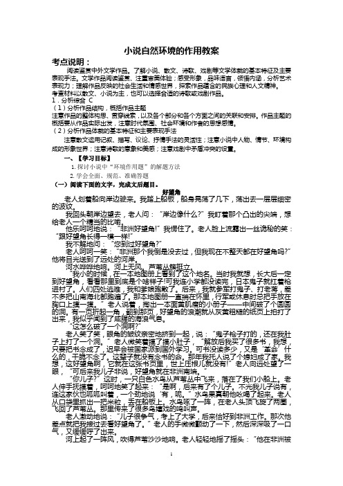 小说自然环境的作用教案