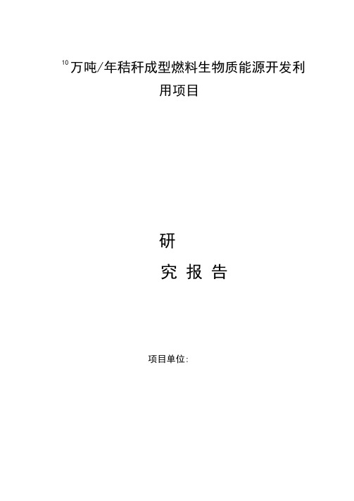 10万吨秸秆项目可行性报告