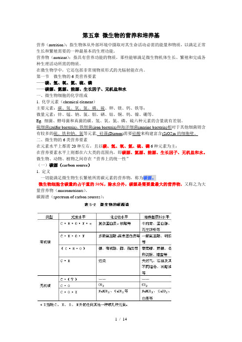 五、微生物的营养和培养基