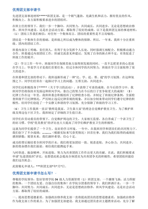 团支部升级为团总支申请书范文